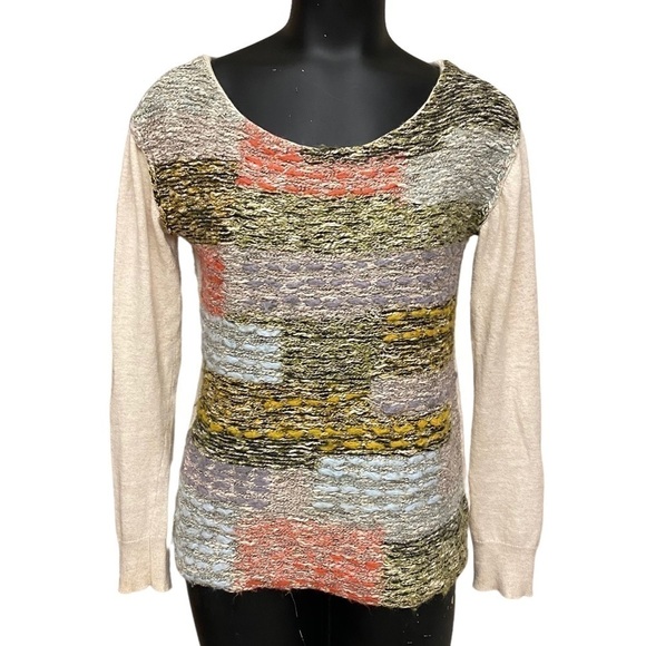 Anthropologie MOTH Cotton-Blend Marled Cream Sweater Size Small - Picture 2 of 8